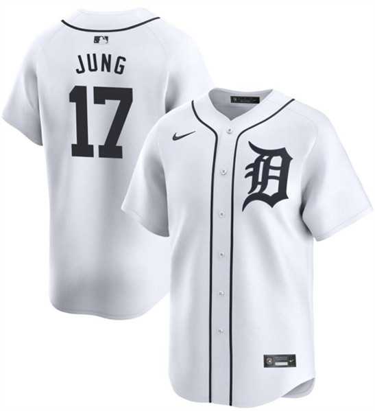 Mens Detroit Tigers #17 Jace Jung White 2024 Home Limited Stitched Baseball Jersey Dzhi->detroit tigers->MLB Jersey